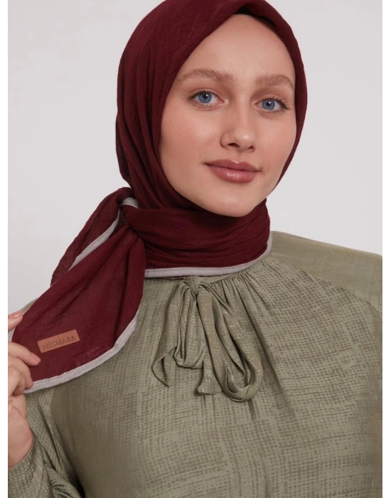Mismara Müslin Biyeli Eşarp Bordo