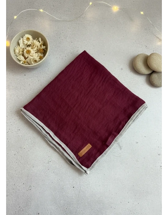 Mismara Müslin Biyeli Eşarp Bordo