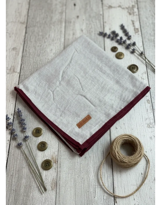 Mismara Müslin Biyeli Eşarp Vizon Bordo