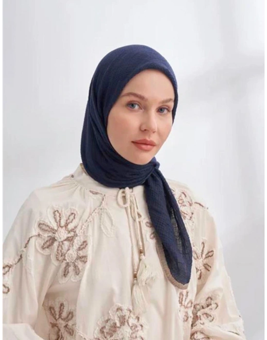 Mismara Müslin Biyeli Eşarp Lacivert Vizon