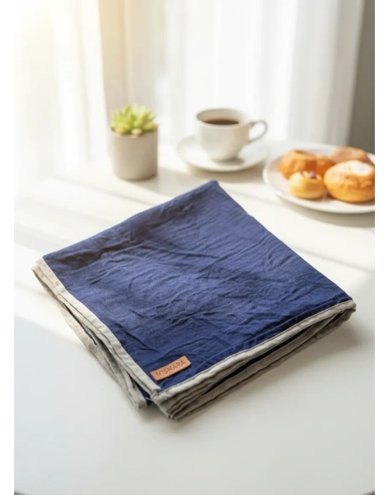 Mismara Müslin Biyeli Eşarp Lacivert Vizon