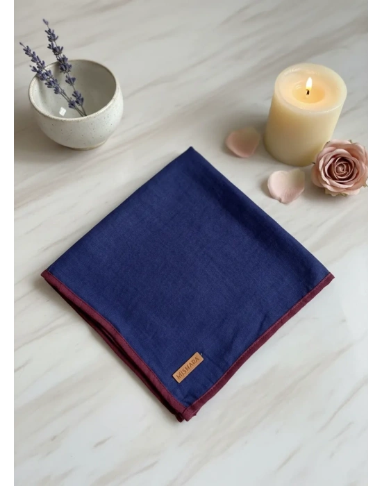 Mismara Müslin Biyeli Eşarp Lacivert Bordo