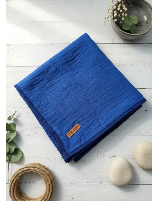 Mismara Müslin Biyeli Eşarp Kot Mavi