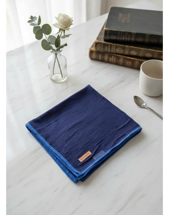 Mismara Müslin Biyeli Eşarp Lacivert Mavi