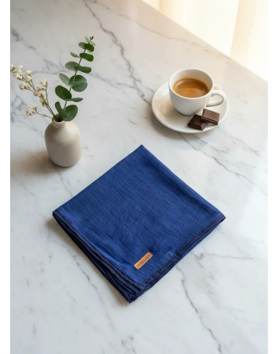 Mismara Müslin Biyeli Eşarp İndigo Mavi