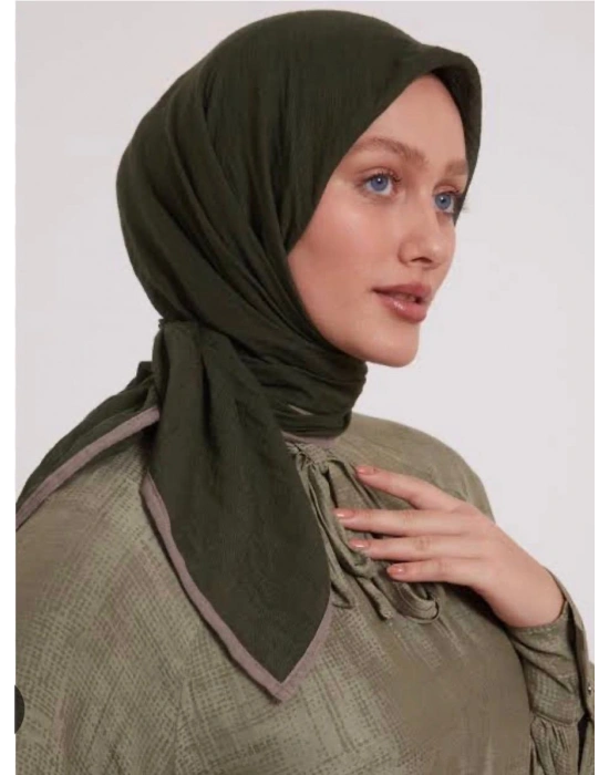 Mismara Müslin Biyeli Eşarp Haki Vizon