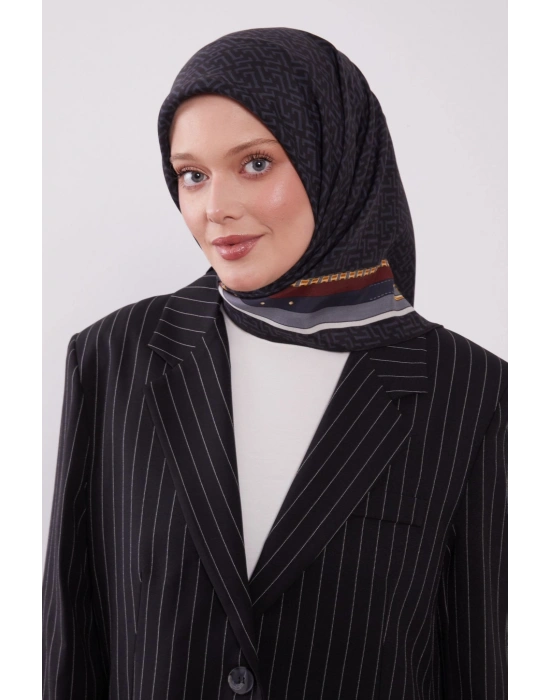 Levidor Royal Eşarp Kemer Desen Siyah Gri