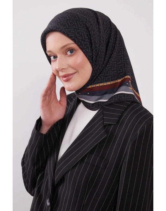 Levidor Royal Eşarp Kemer Desen Siyah Gri