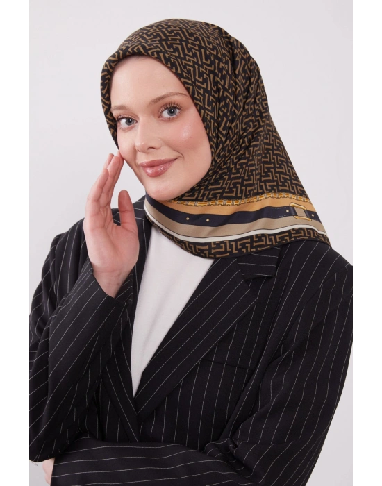 Levidor Royal Eşarp Kemer Desen Siyah Vizon