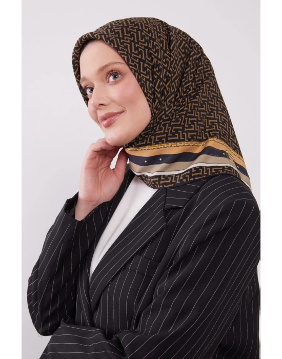 Levidor Royal Eşarp Kemer Desen Siyah Vizon