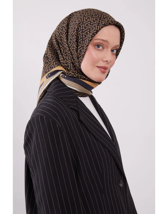 Levidor Royal Eşarp Kemer Desen Siyah Vizon