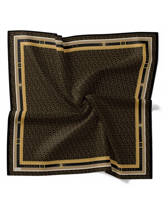 Levidor Royal Eşarp Kemer Desen Siyah Vizon