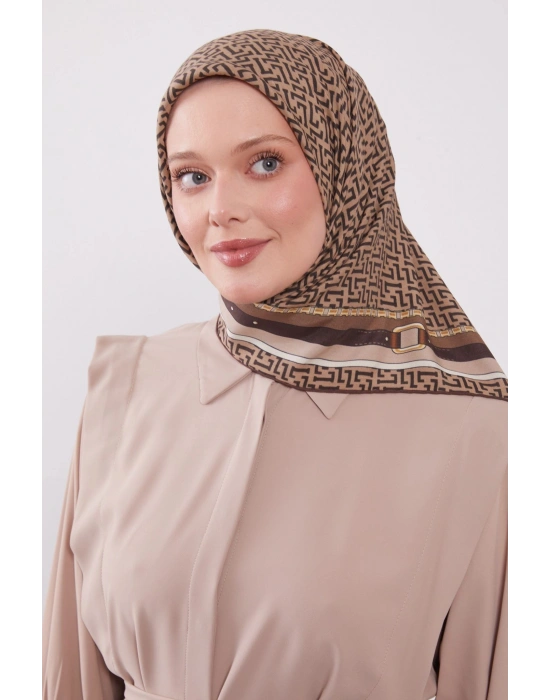 Levidor Royal Eşarp Kemer Desen Koyu Vizon