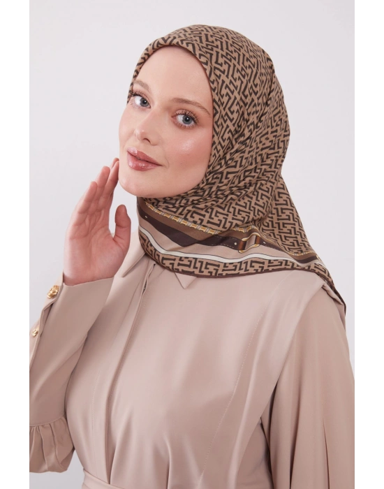 Levidor Royal Eşarp Kemer Desen Koyu Vizon