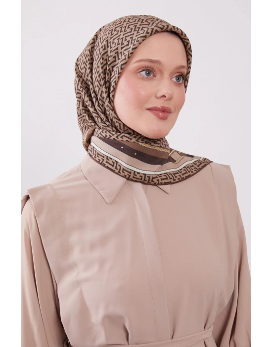 Levidor Royal Eşarp Kemer Desen Koyu Vizon