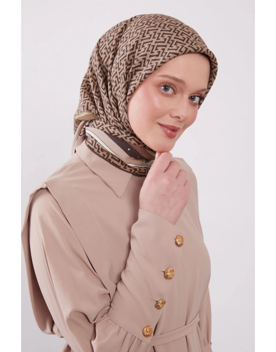 Levidor Royal Eşarp Kemer Desen Koyu Vizon