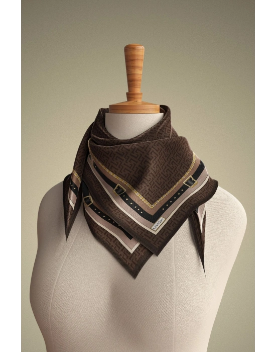 Levidor Royal Eşarp Kemer Desen Acı Kahve