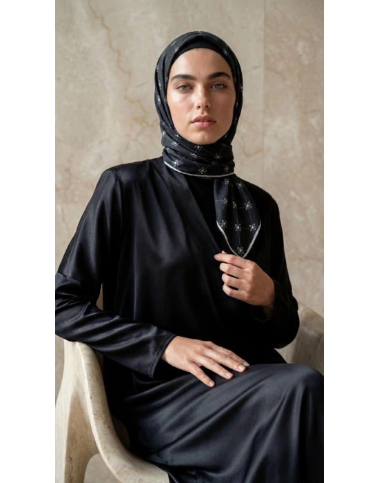 Bonjela Soft Eşarp Kafes Desen Siyah