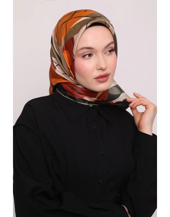 Levidor Kristal Eşarp Asimetrik Desen Siyah Haki