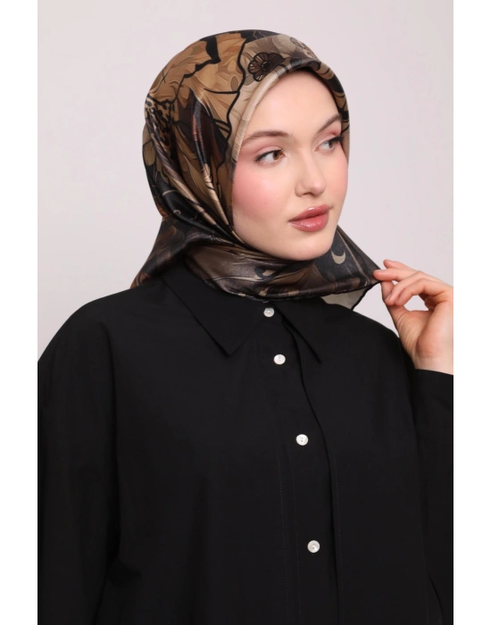 Levidor Kristal Eşarp Esinti Desen Siyah Bej