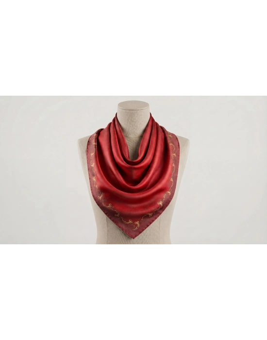 Levidor Kristal Eşarp Nakış Desen Bordo
