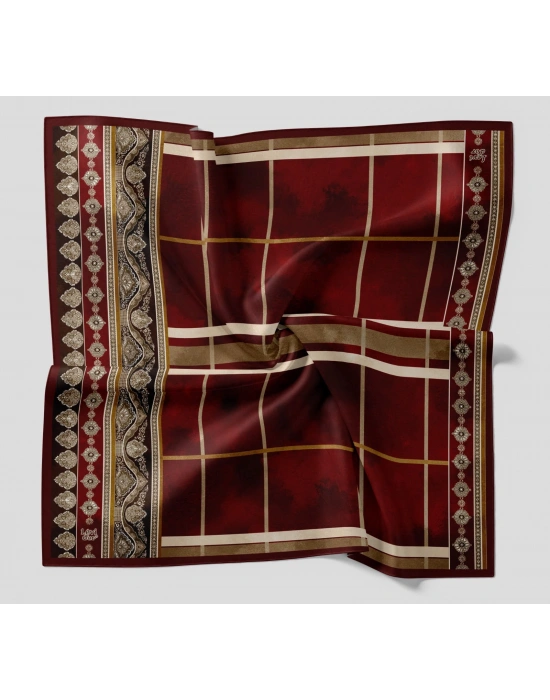 Levidor Kristal Eşarp Ekose Desen Bordo