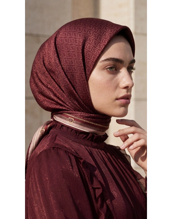 Levidor Kristal Eşarp Kemer Desen Bordo