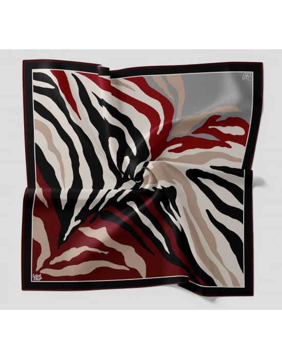 Levidor Kristal Eşarp Zebra Desen Bordo