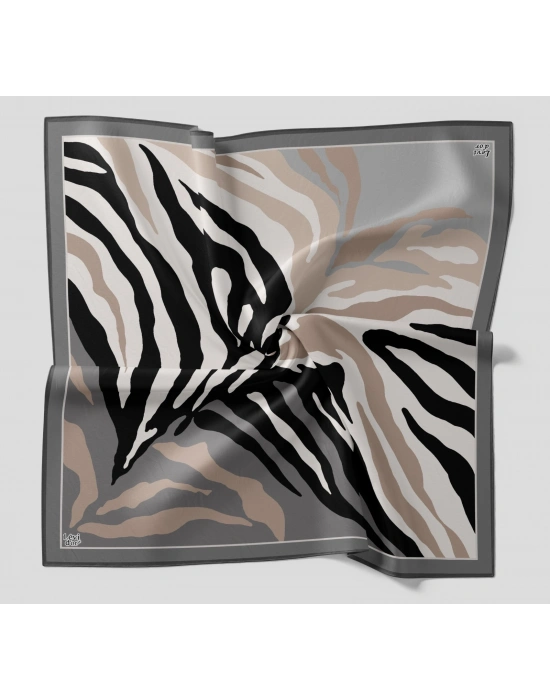 Levidor Kristal Eşarp Zebra Desen Gri