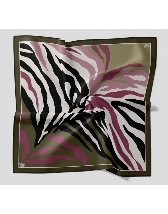 Levidor Kristal Eşarp Zebra Desen Haki