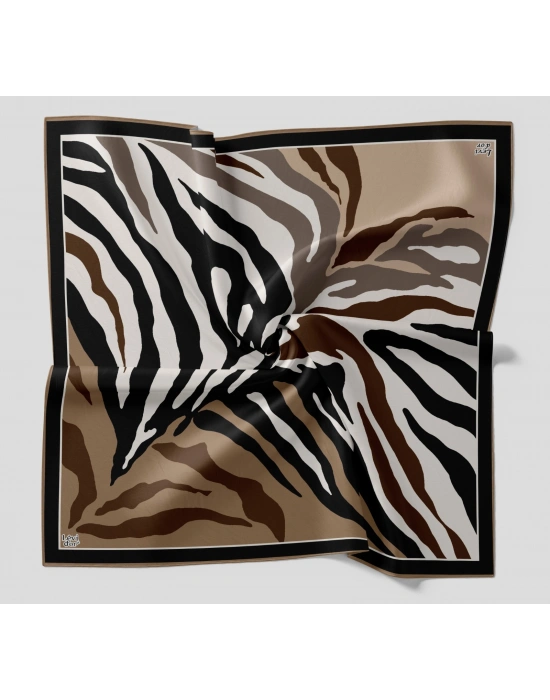 Levidor Kristal Eşarp Zebra Desen Siyah Kahve