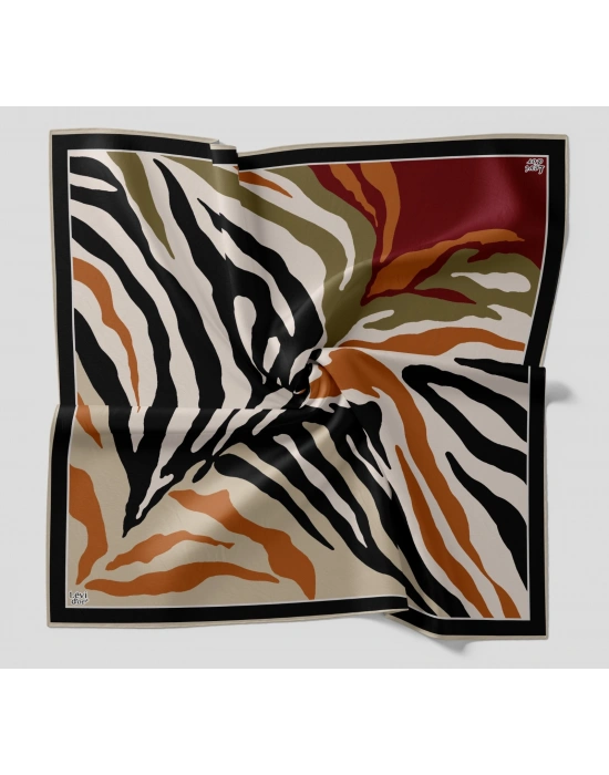Levidor Kristal Eşarp Zebra Desen Siyah Vizon