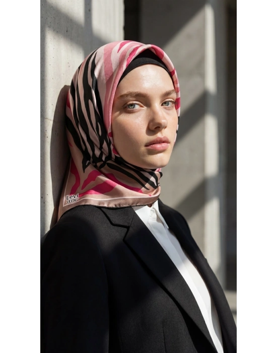 Levidor Kristal Eşarp Zebra Desen Vizon