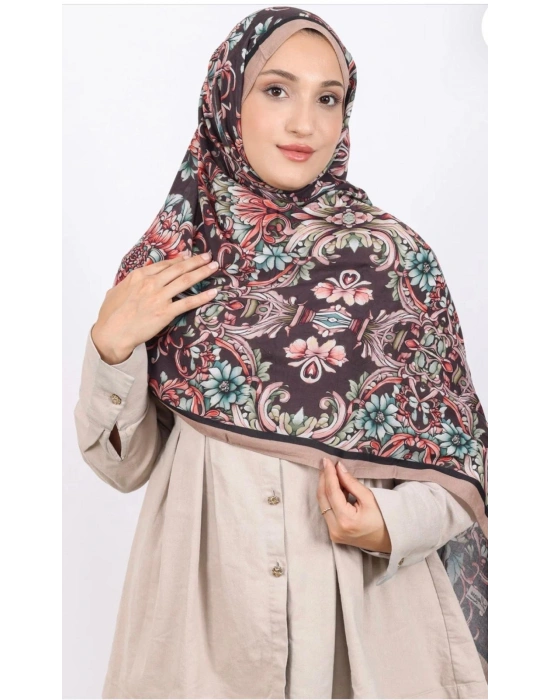 Luissa Bambu Kraş Şal Osmanlı Desen Karamel