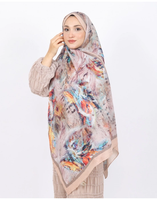 Luissa Bambu Kraş Şal Pastel Desen Bej