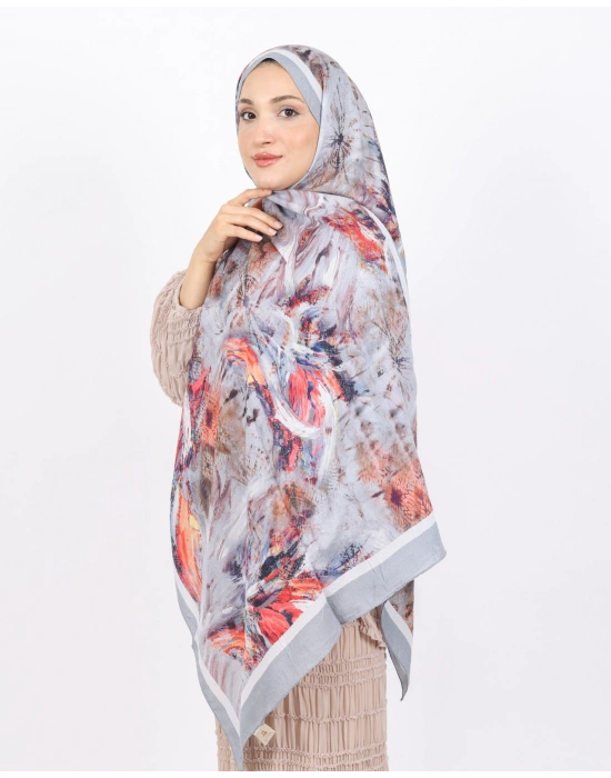 Luissa Bambu Kraş Şal Pastel Desen Gri