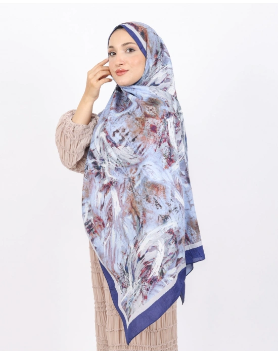 Luissa Bambu Kraş Şal Pastel Desen Lacivert