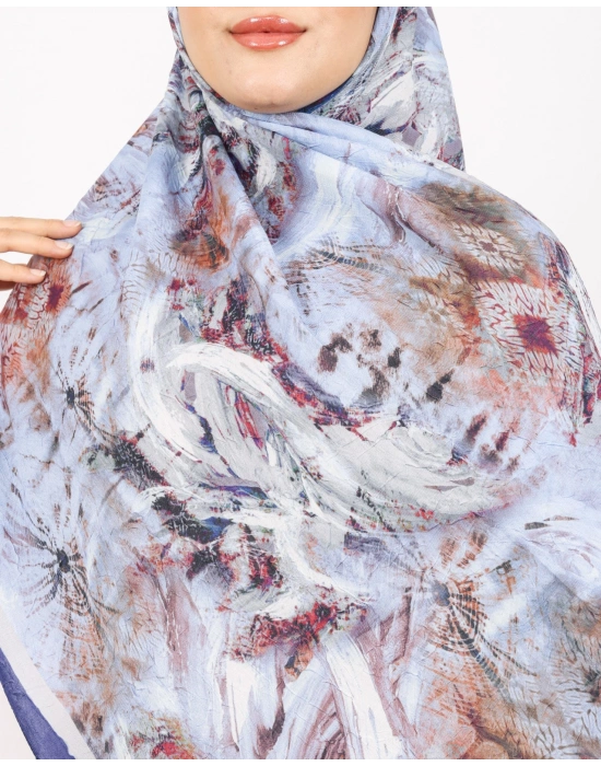 Luissa Bambu Kraş Şal Pastel Desen Lacivert