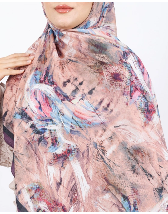 Luissa Bambu Kraş Şal Pastel Desen Mor