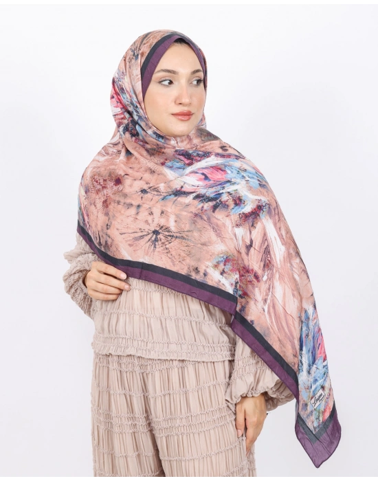 Luissa Bambu Kraş Şal Pastel Desen Mor