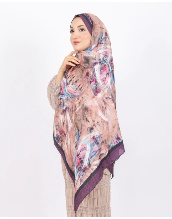 Luissa Bambu Kraş Şal Pastel Desen Mor