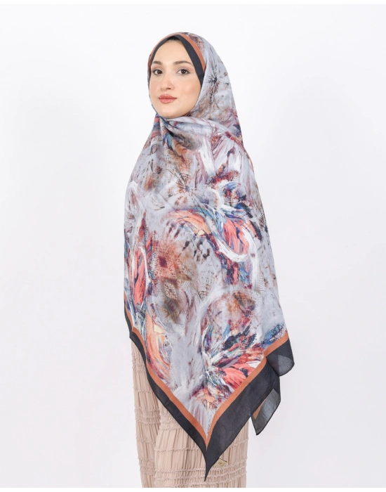 Luissa Bambu Kraş Şal Pastel Desen Siyah