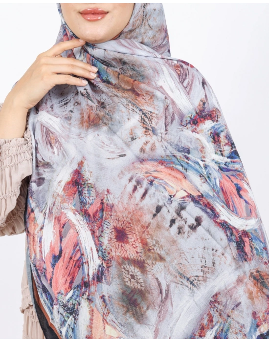 Luissa Bambu Kraş Şal Pastel Desen Siyah
