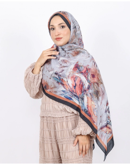 Luissa Bambu Kraş Şal Pastel Desen Siyah