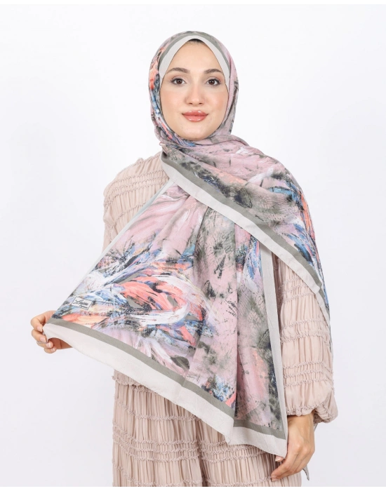 Luissa Bambu Kraş Şal Pastel Desen Taş