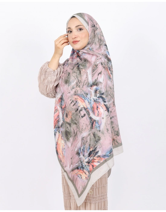 Luissa Bambu Kraş Şal Pastel Desen Taş