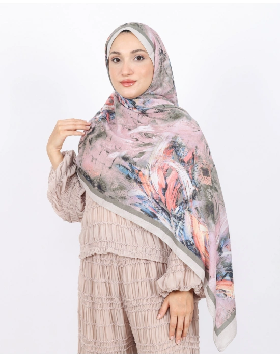 Luissa Bambu Kraş Şal Pastel Desen Taş