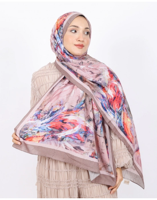 Luissa Bambu Kraş Şal Pastel Desen Vizon