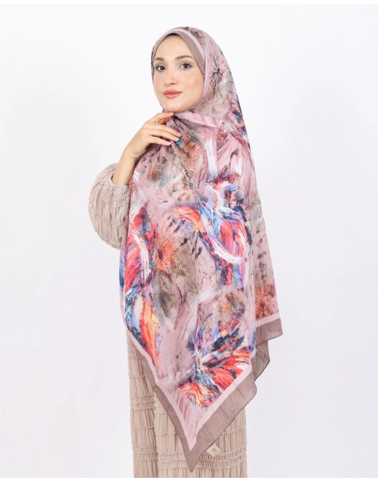 Luissa Bambu Kraş Şal Pastel Desen Vizon