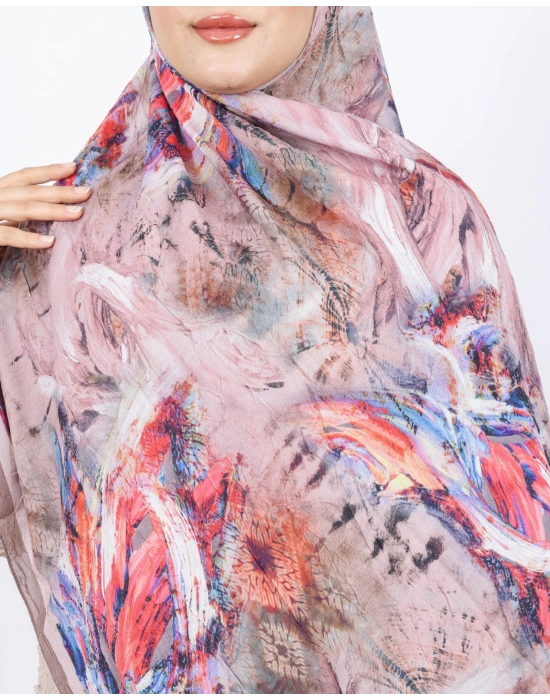 Luissa Bambu Kraş Şal Pastel Desen Vizon